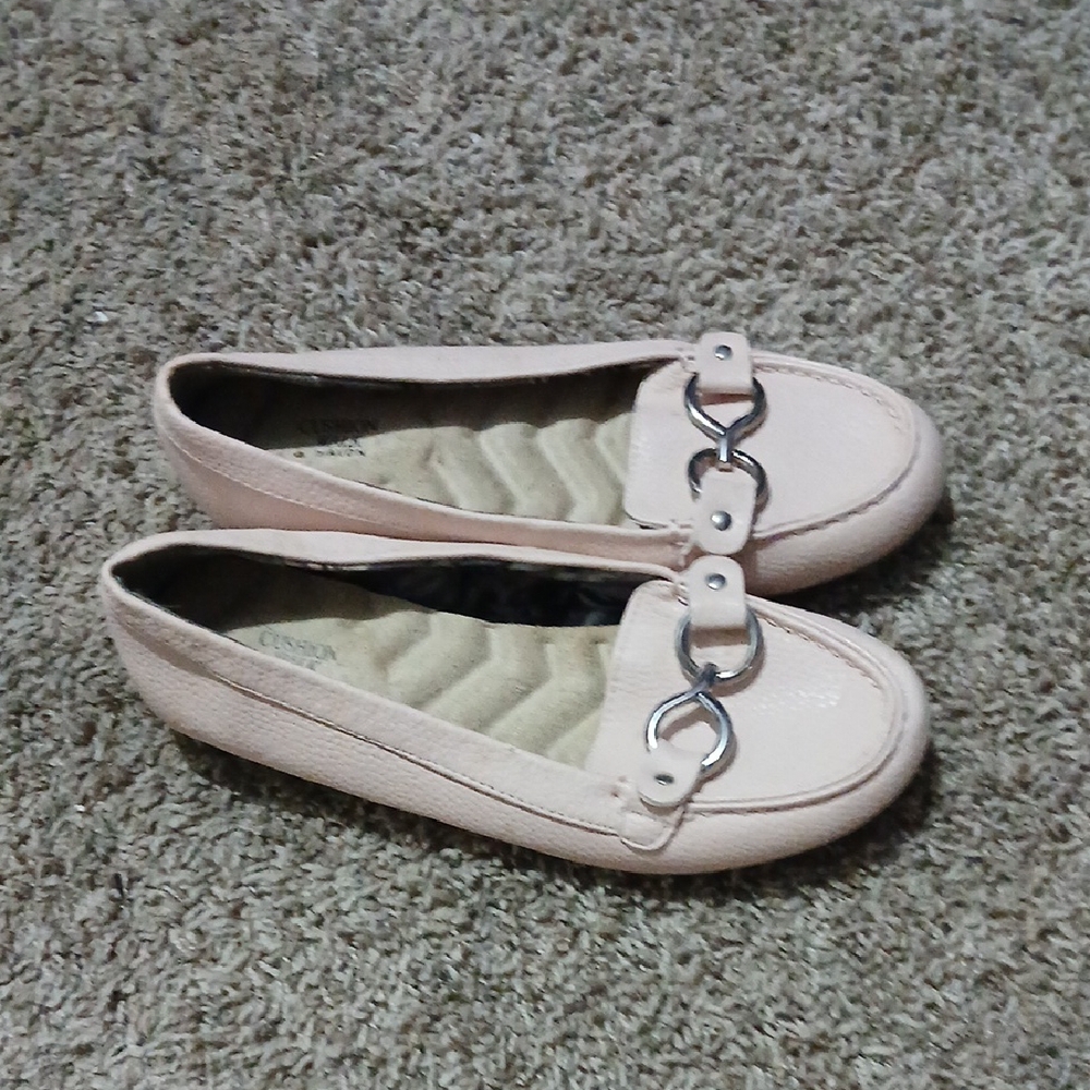 Women's Pink Loafers with Silver Accent